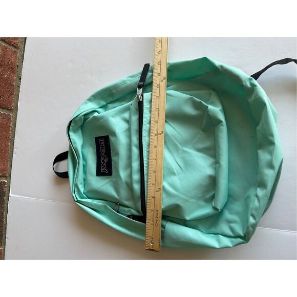 JanSport 2 zippers mint green backpack (minor discoloration) 18x15" - Picture 5 of 5